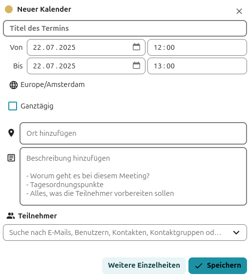 Neuer Termin